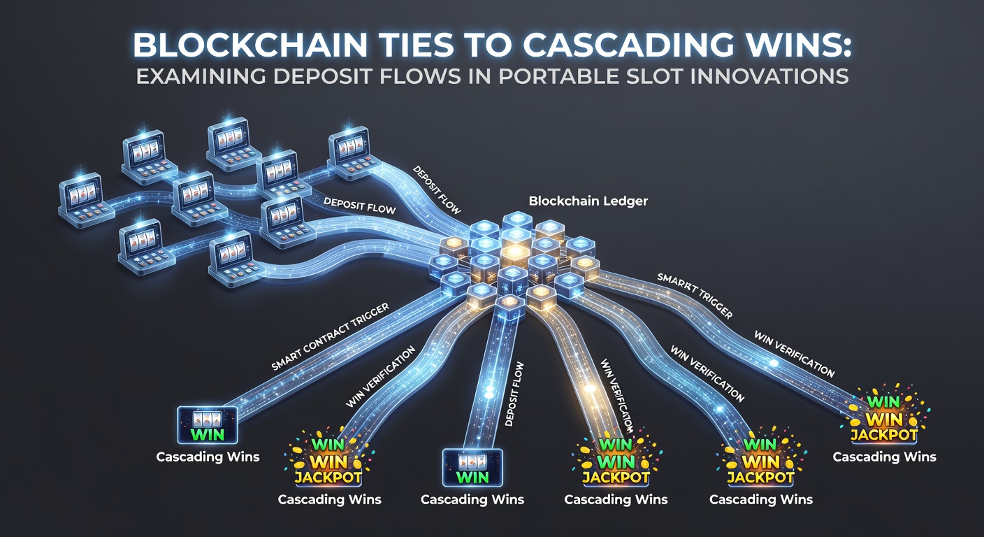 Blockchain network visualization connected to mobile slot interfaces showing deposit transaction paths