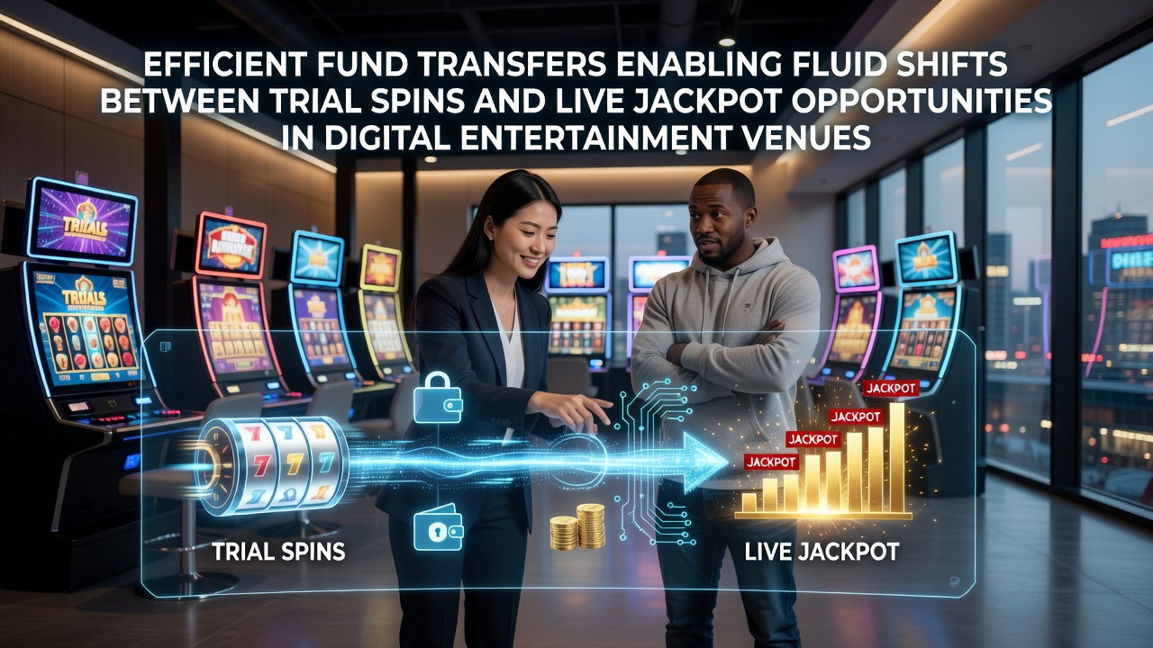 Digital interface showing seamless fund transfer from demo mode to live jackpot play in an online casino platform