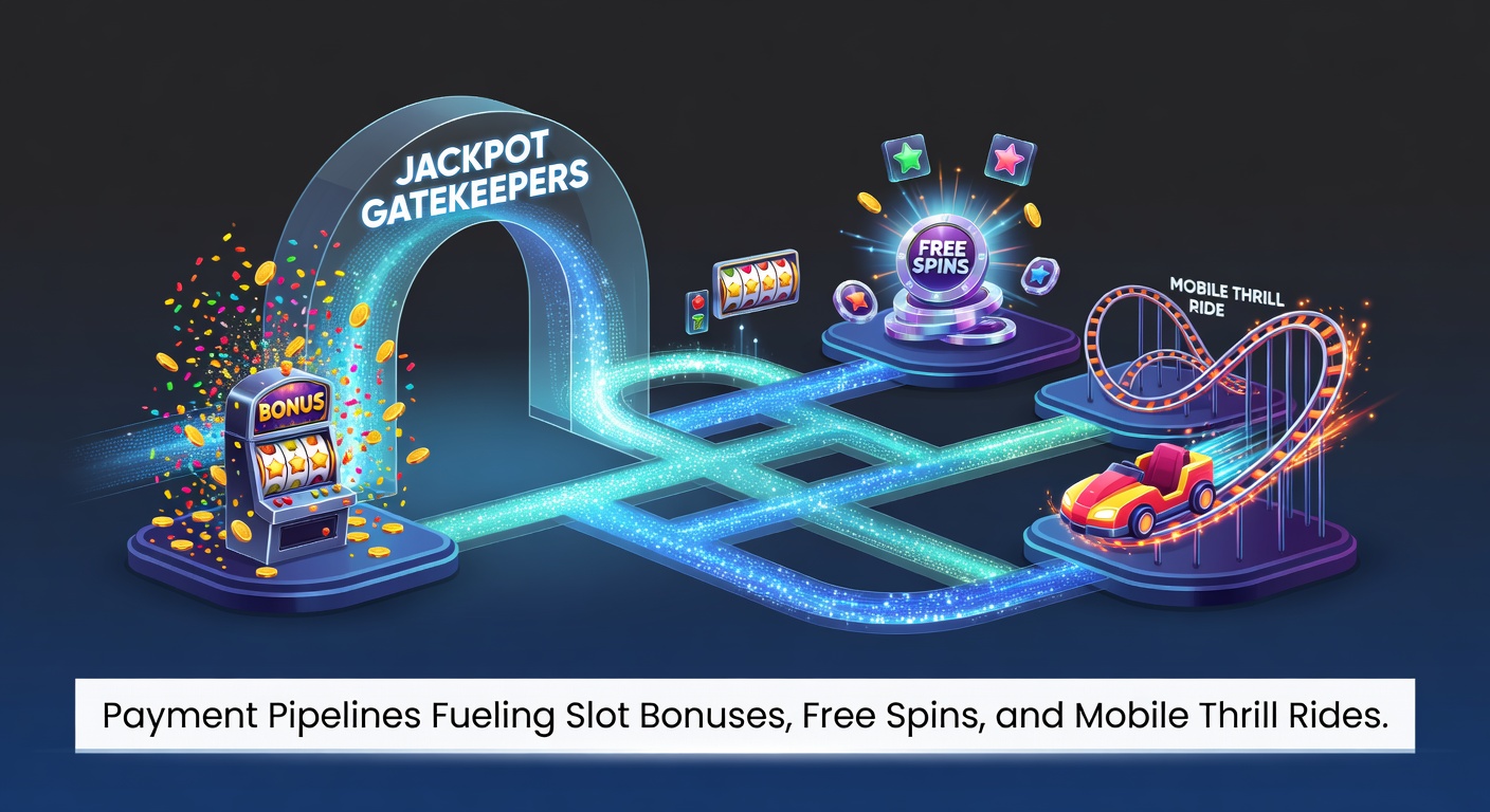Digital payment gateways lighting up slot machine interfaces with bonus icons and jackpot counters on a mobile screen