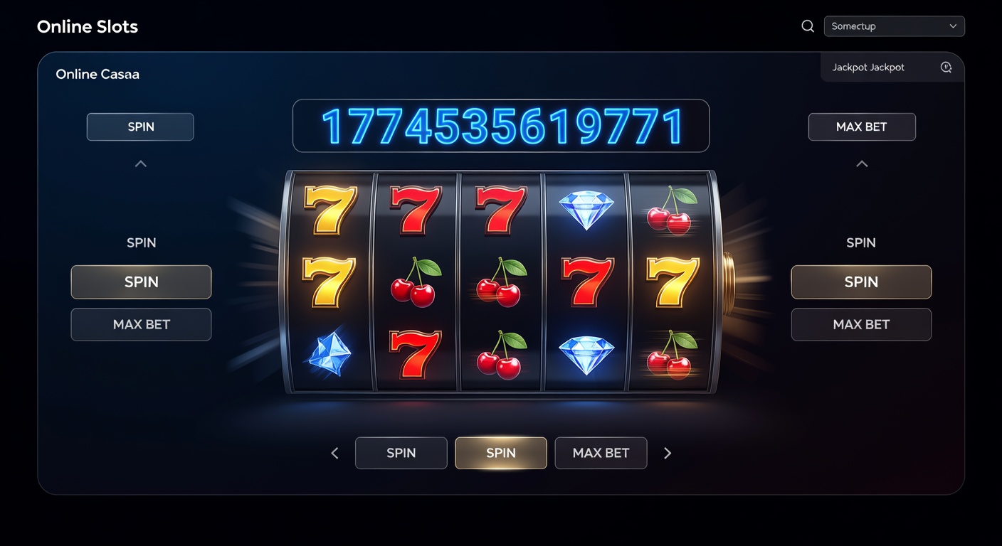 Vibrant online slots interface showing spinning reels, bonus features, and jackpot counters on a mobile device, capturing the excitement of digital casino play