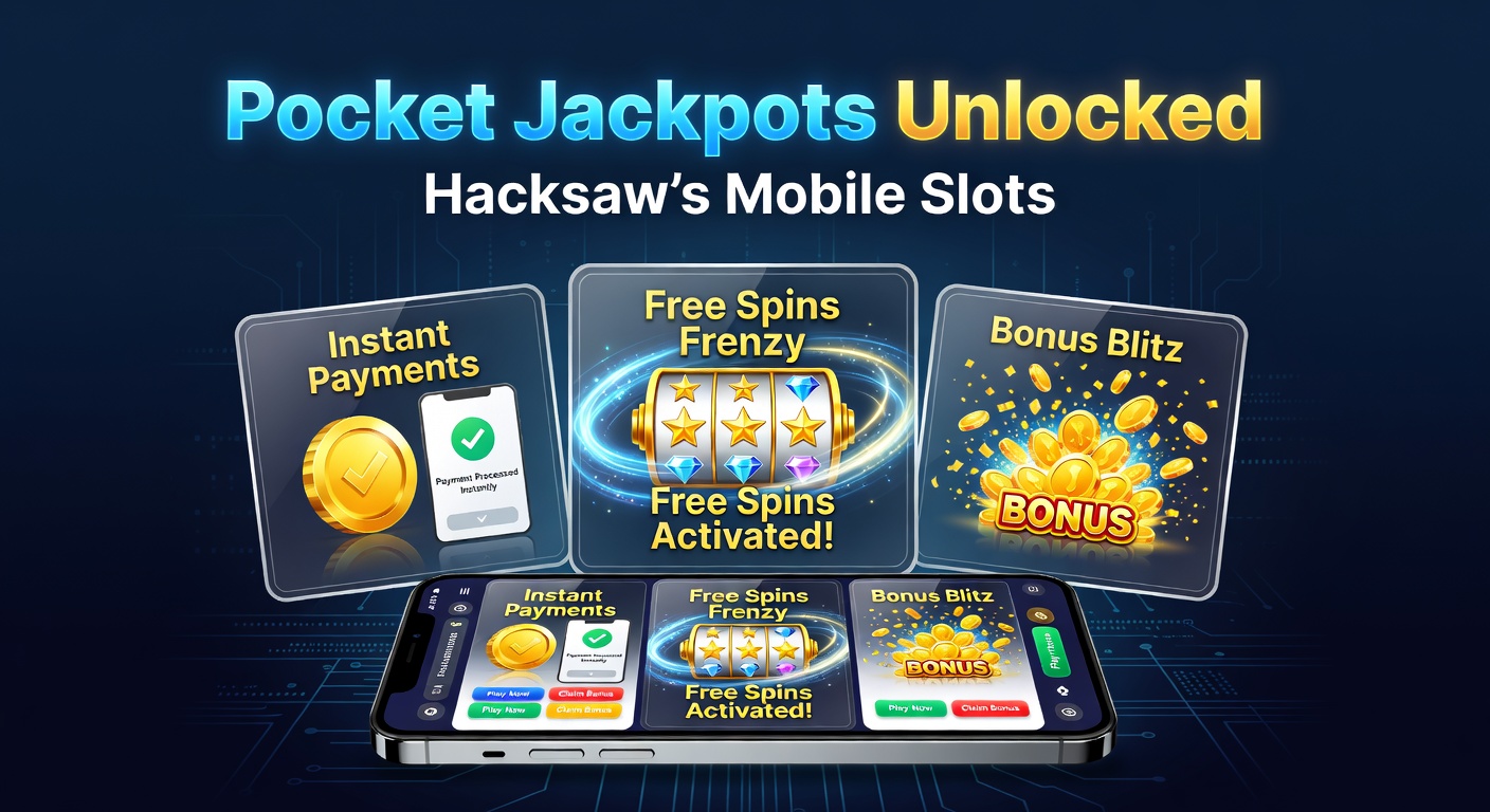 Close-up of a smartphone showing a Hacksaw slot bonus round with free spins activating and instant payout notification popping up