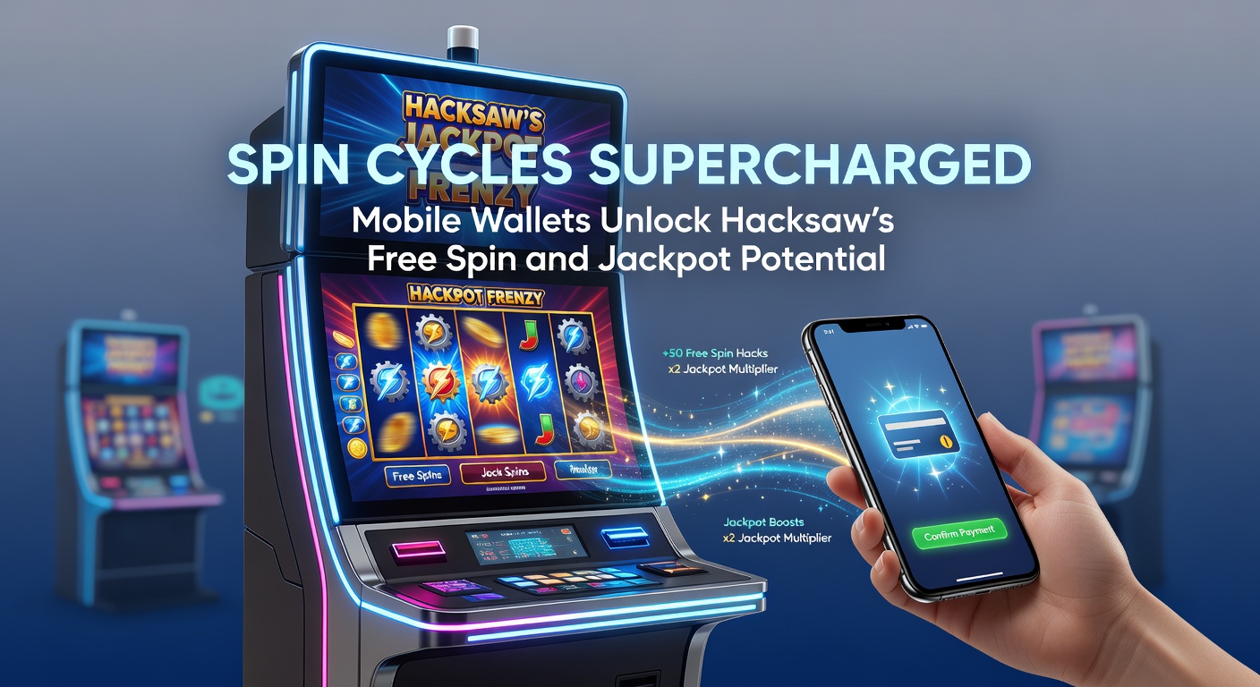 Vibrant illustration of a smartphone displaying Hacksaw Gaming slot reels with mobile wallet icons overlayed, symbolizing quick deposits unlocking free spins and glowing jackpots