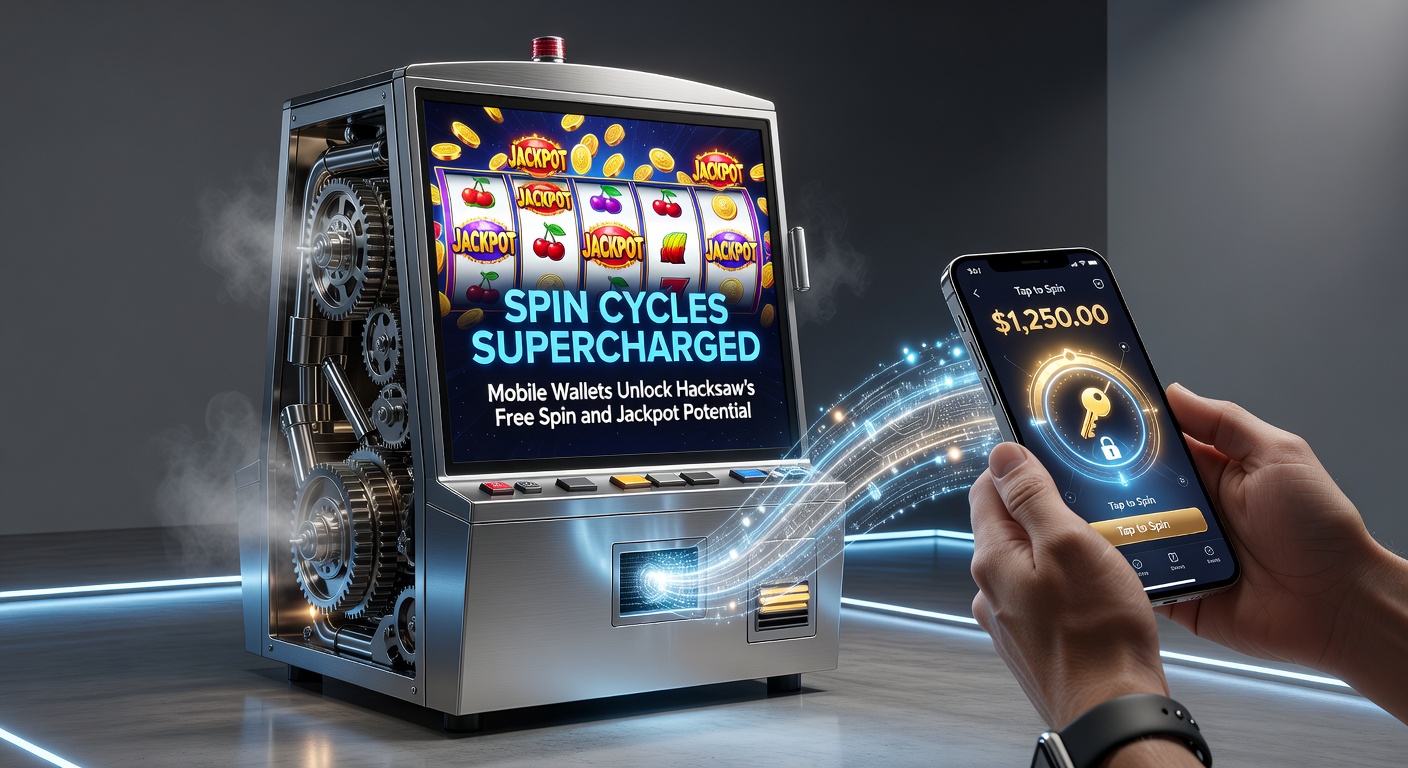 Dynamic screenshot of a Hacksaw Gaming slot interface on mobile, highlighting a free spin bonus round with jackpot ticker rising amid wallet deposit confirmation popup