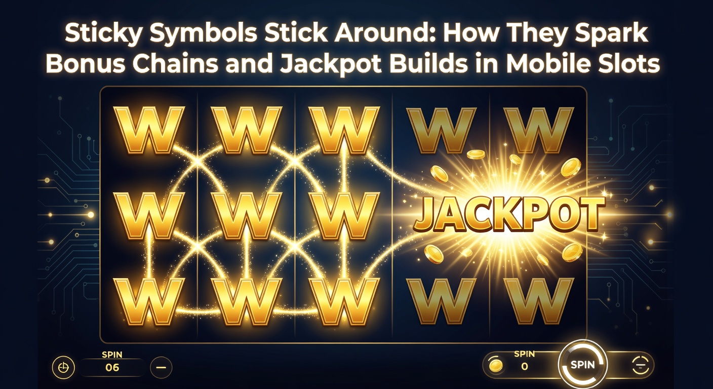 Vibrant mobile slot screen showing sticky wild symbols locking in place during a bonus round, with cascading reels and rising jackpot meter in the background