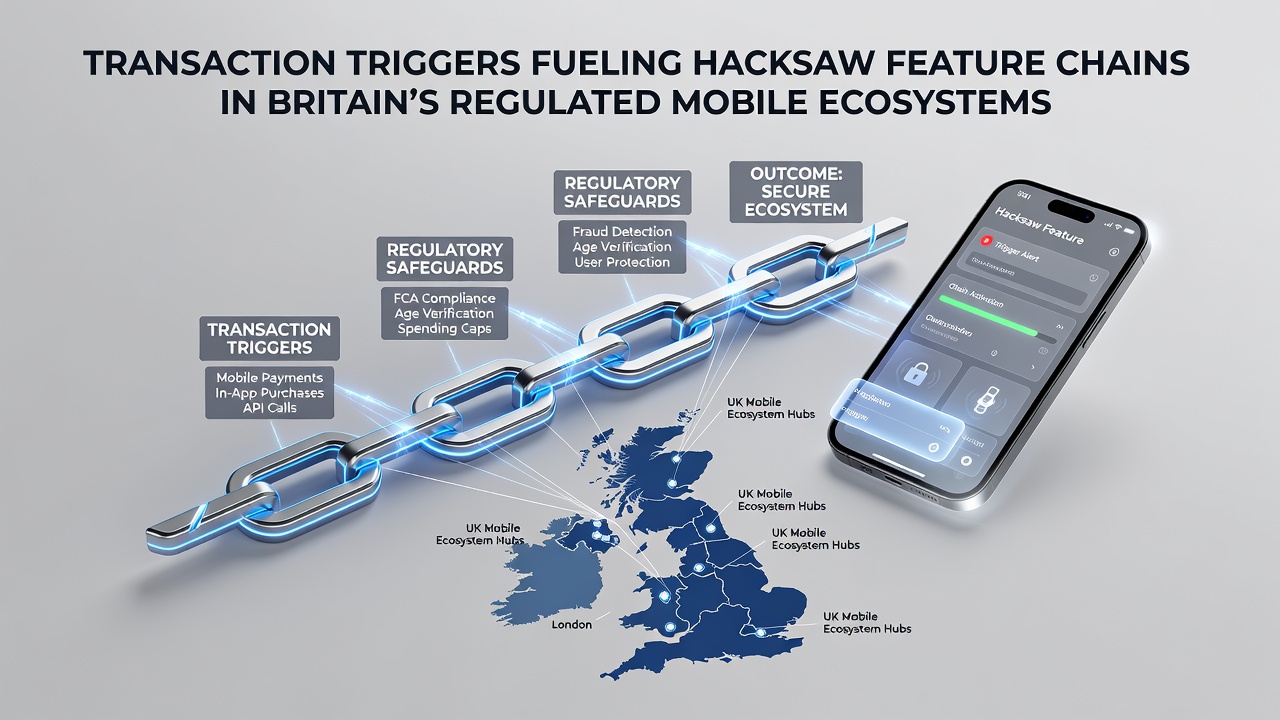 Illustration of feature chain progression in Hacksaw mobile slots triggered by transaction events in regulated environments
